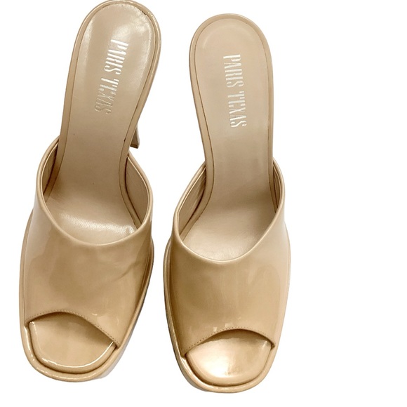 NIB Paris Texas Marina Patent Leather Platform Mule Sandals in Powder Size 8 - Picture 6 of 15